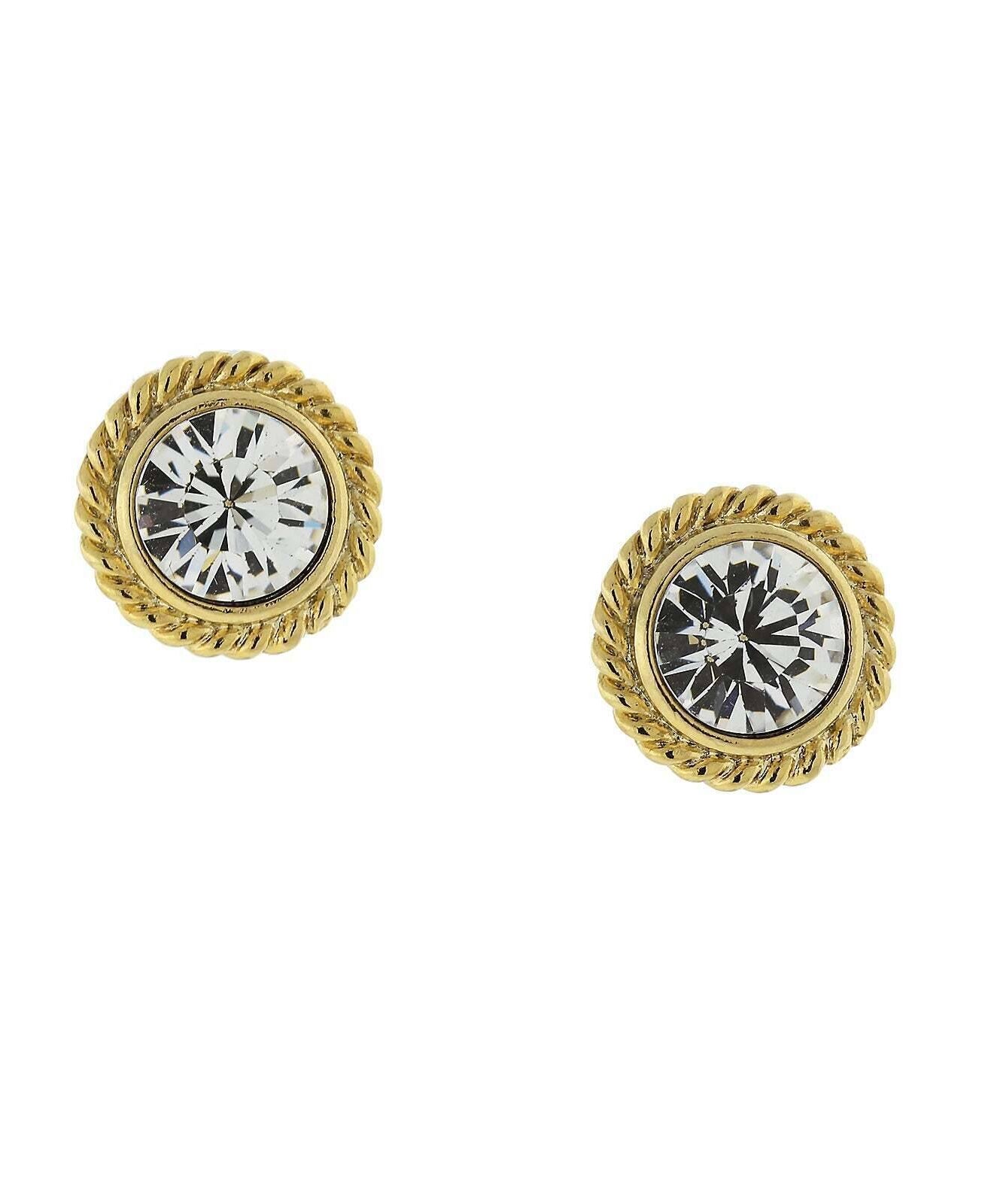 1928 Jewelry Petite Round Crystal Rope Stud Earrings