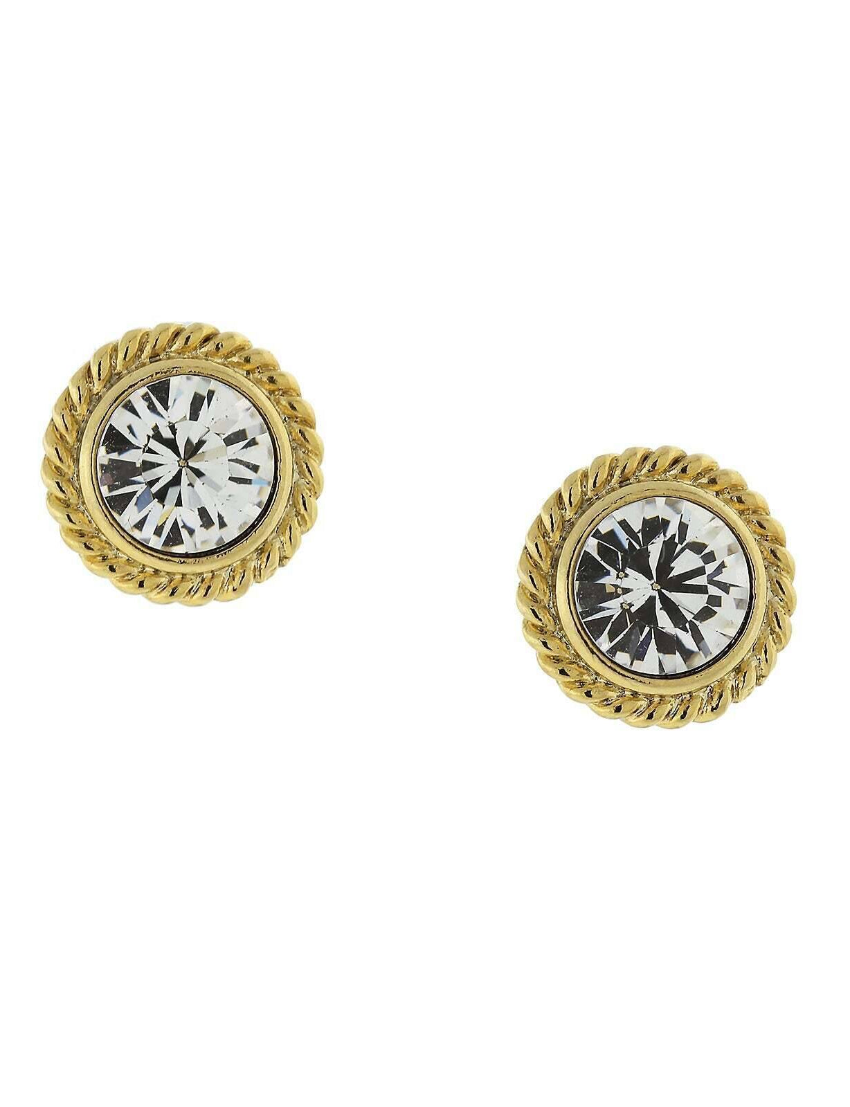 1928 Jewelry Petite Round Crystal Rope Stud Earrings