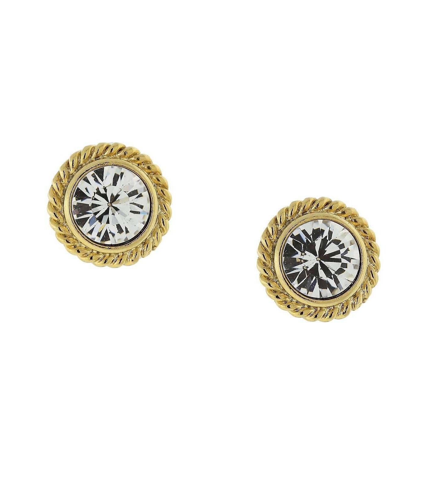 1928 Jewelry Petite Round Crystal Rope Stud Earrings
