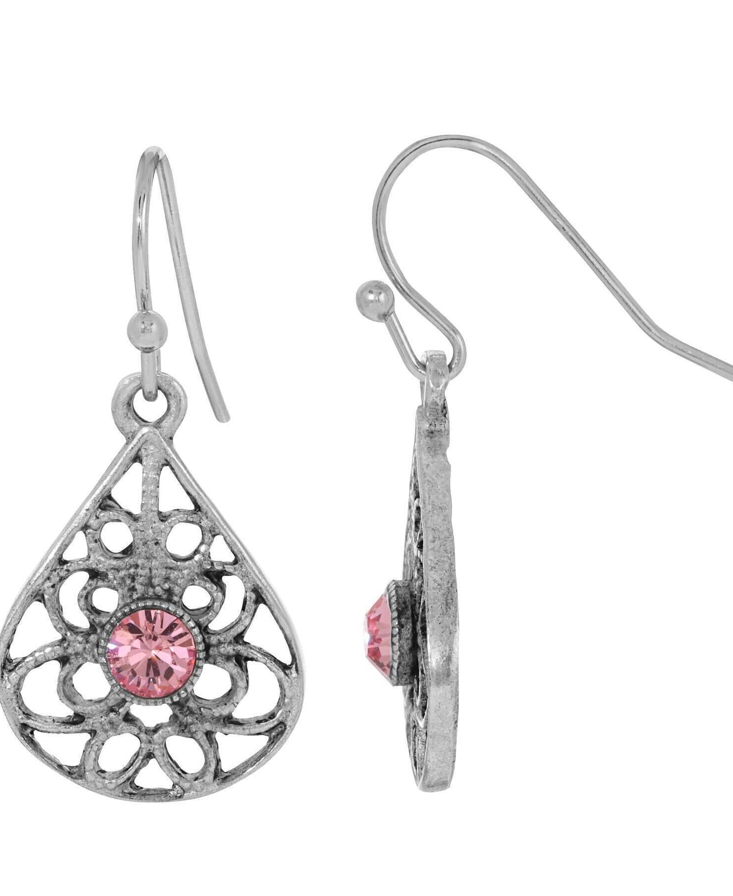 1928 Jewelry Teardrop Filigree Crystal Drop Earrings