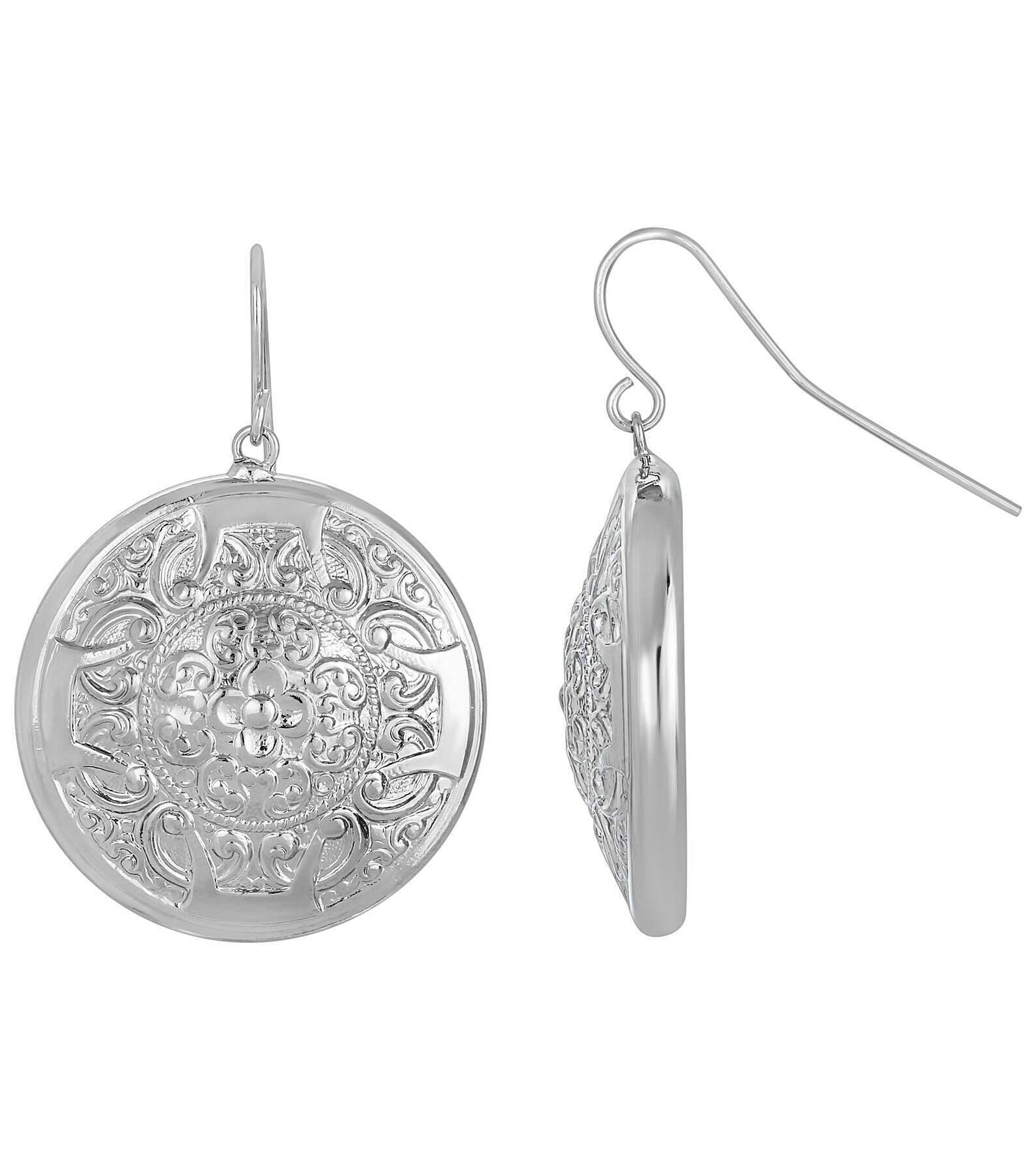 1928 Jewelry Round Royal Filigree Flower Drop Earrings