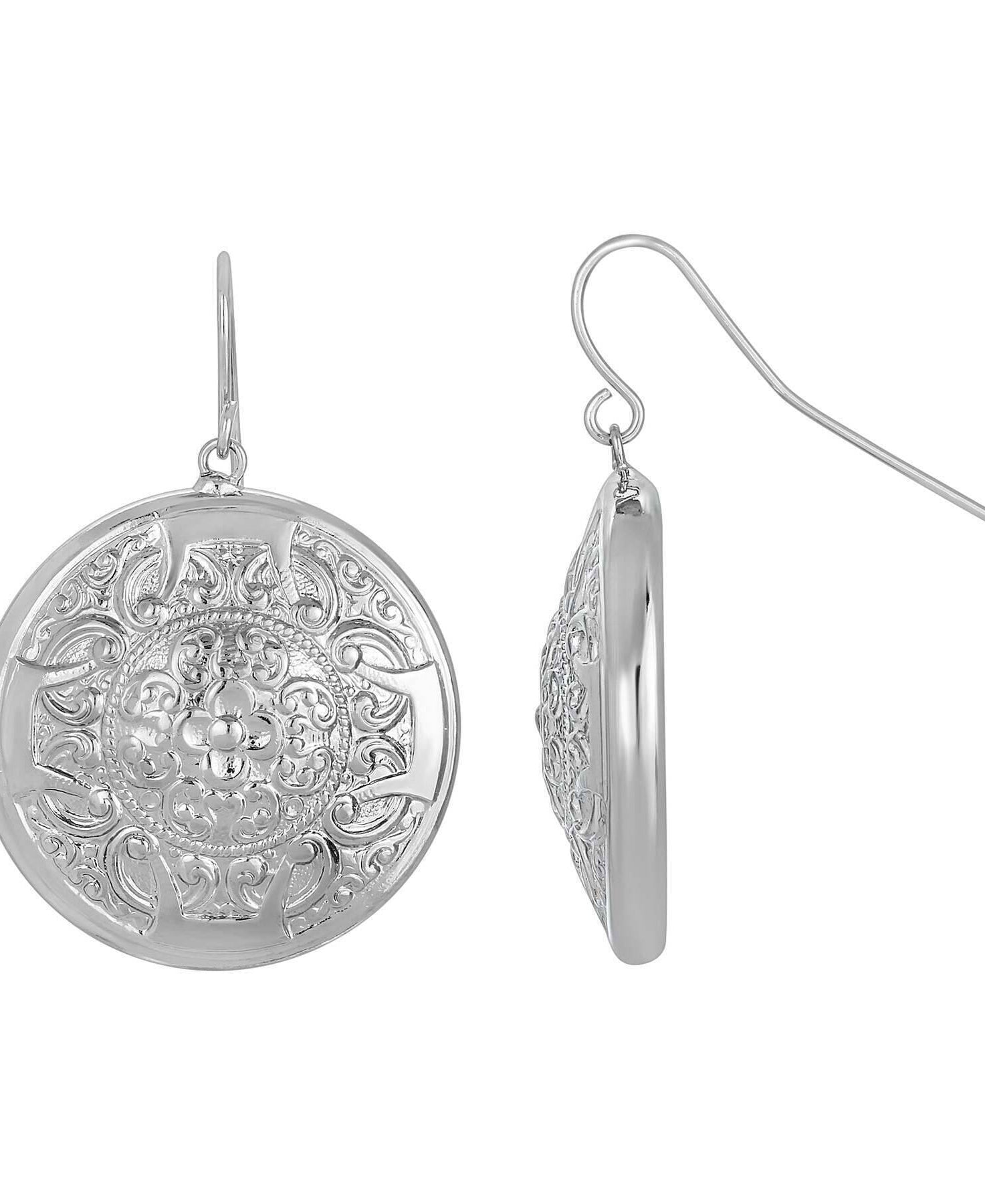 1928 Jewelry Round Royal Filigree Flower Drop Earrings