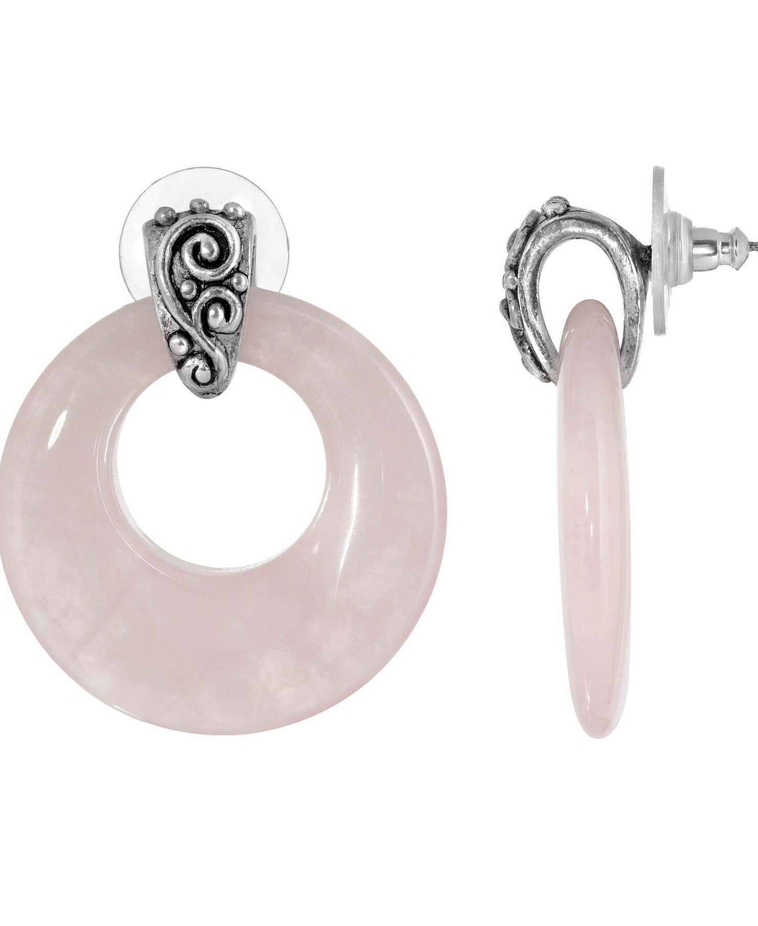 1928 Jewelry Ancienne Gemstone Hoop Post Drop Earrings