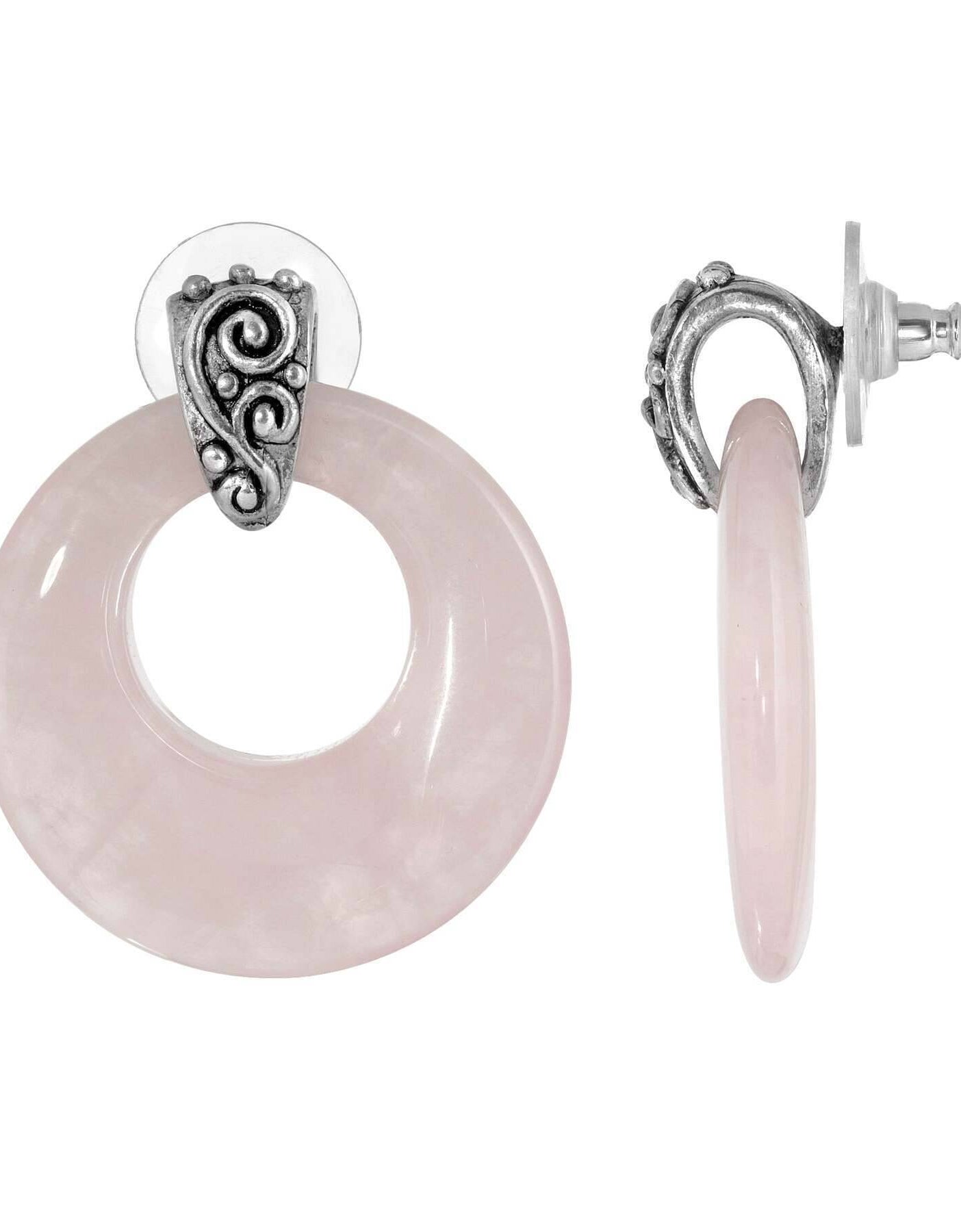 1928 Jewelry Ancienne Gemstone Hoop Post Drop Earrings