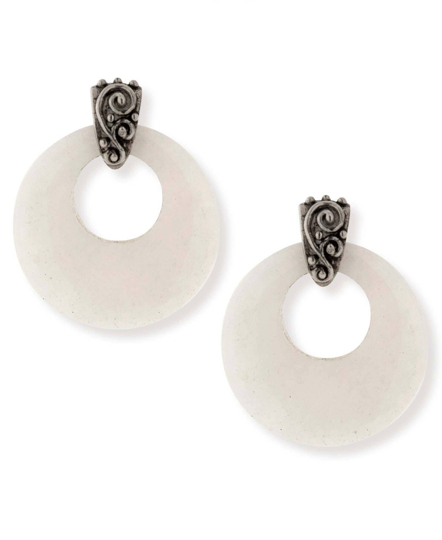 1928 Jewelry Ancienne Gemstone Hoop Post Drop Earrings