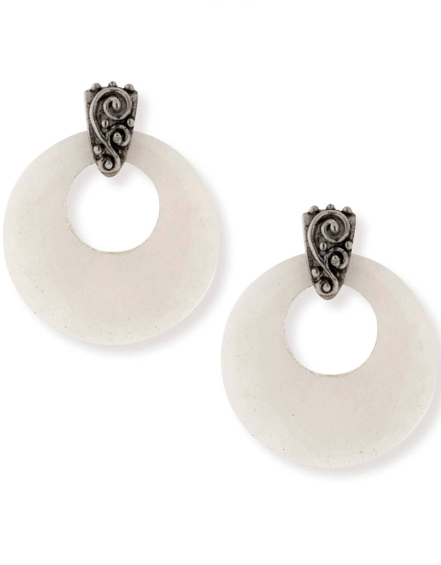 1928 Jewelry Ancienne Gemstone Hoop Post Drop Earrings