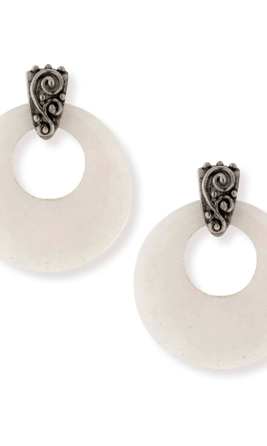 1928 Jewelry Ancienne Gemstone Hoop Post Drop Earrings