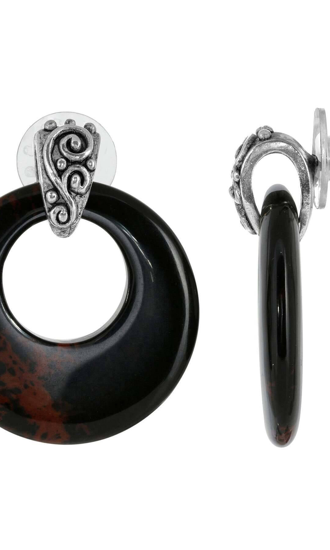 1928 Jewelry Ancienne Gemstone Hoop Post Drop Earrings