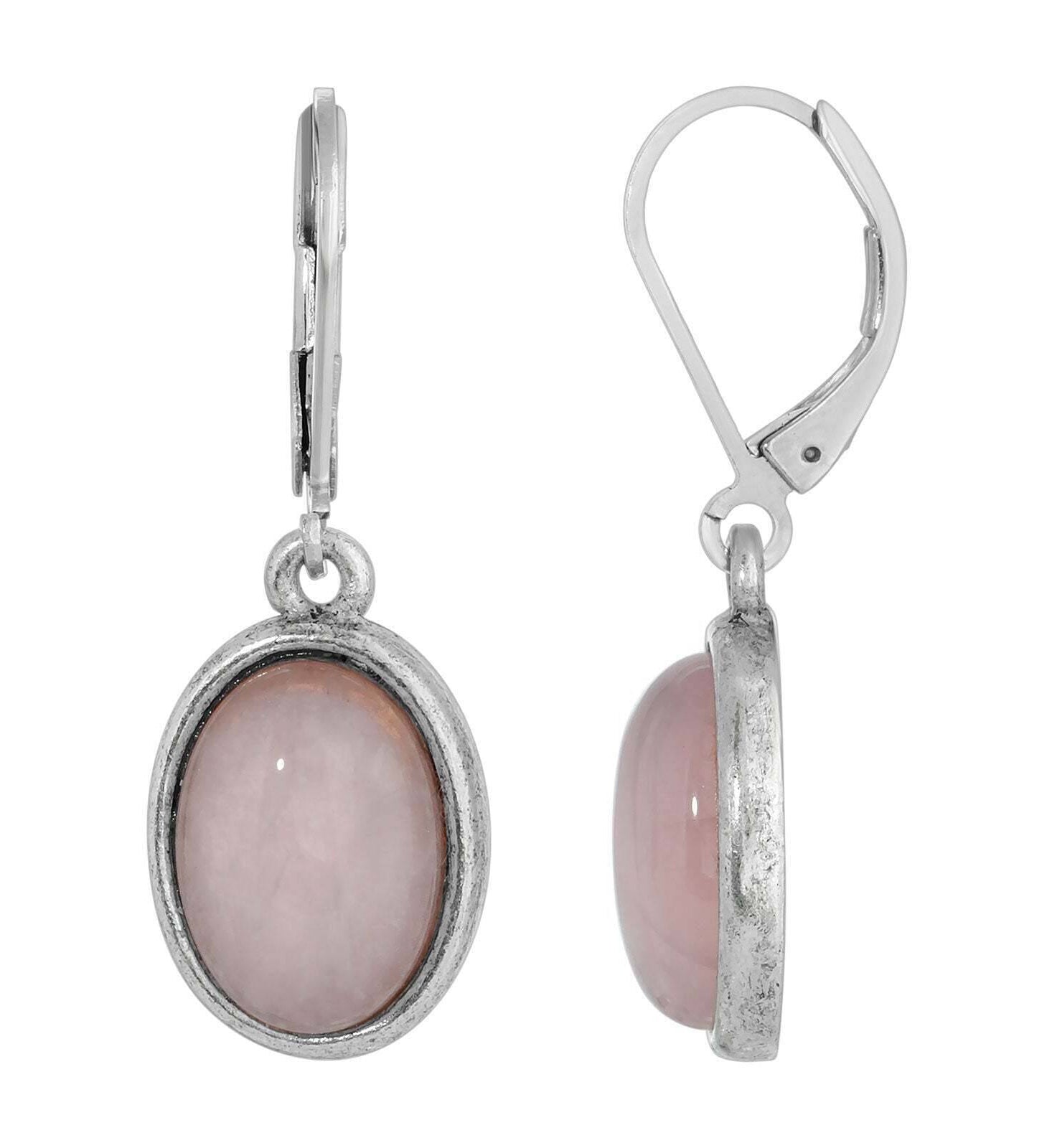 1928 Jewelry Oval Semi Precious Gemstone Drop Earrings