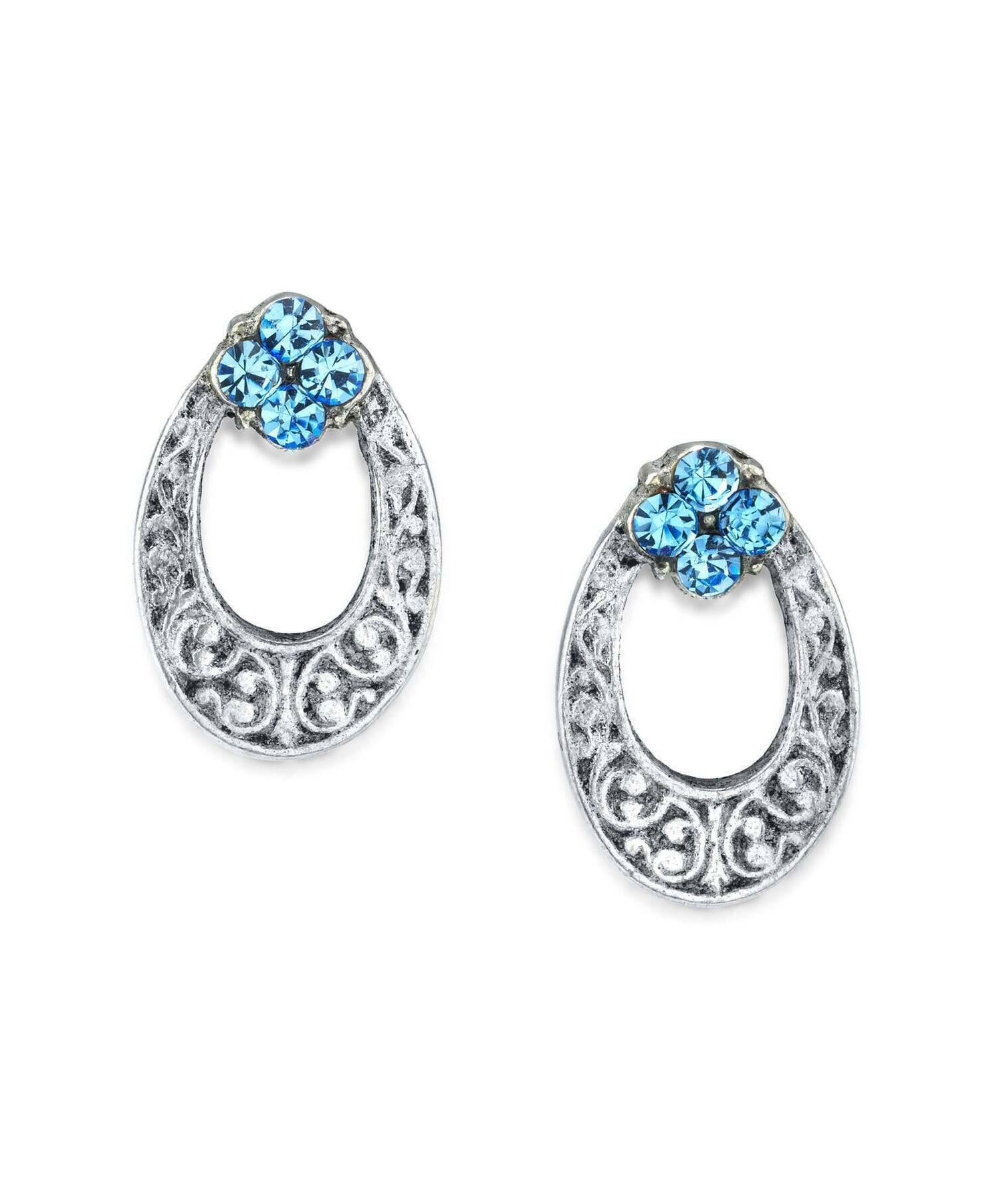 1928 Jewelry Crystal Oval Stud Earrings