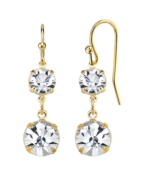 1928 Jewelry Genuine Round Multi Austrian Crystal Drop Earrings