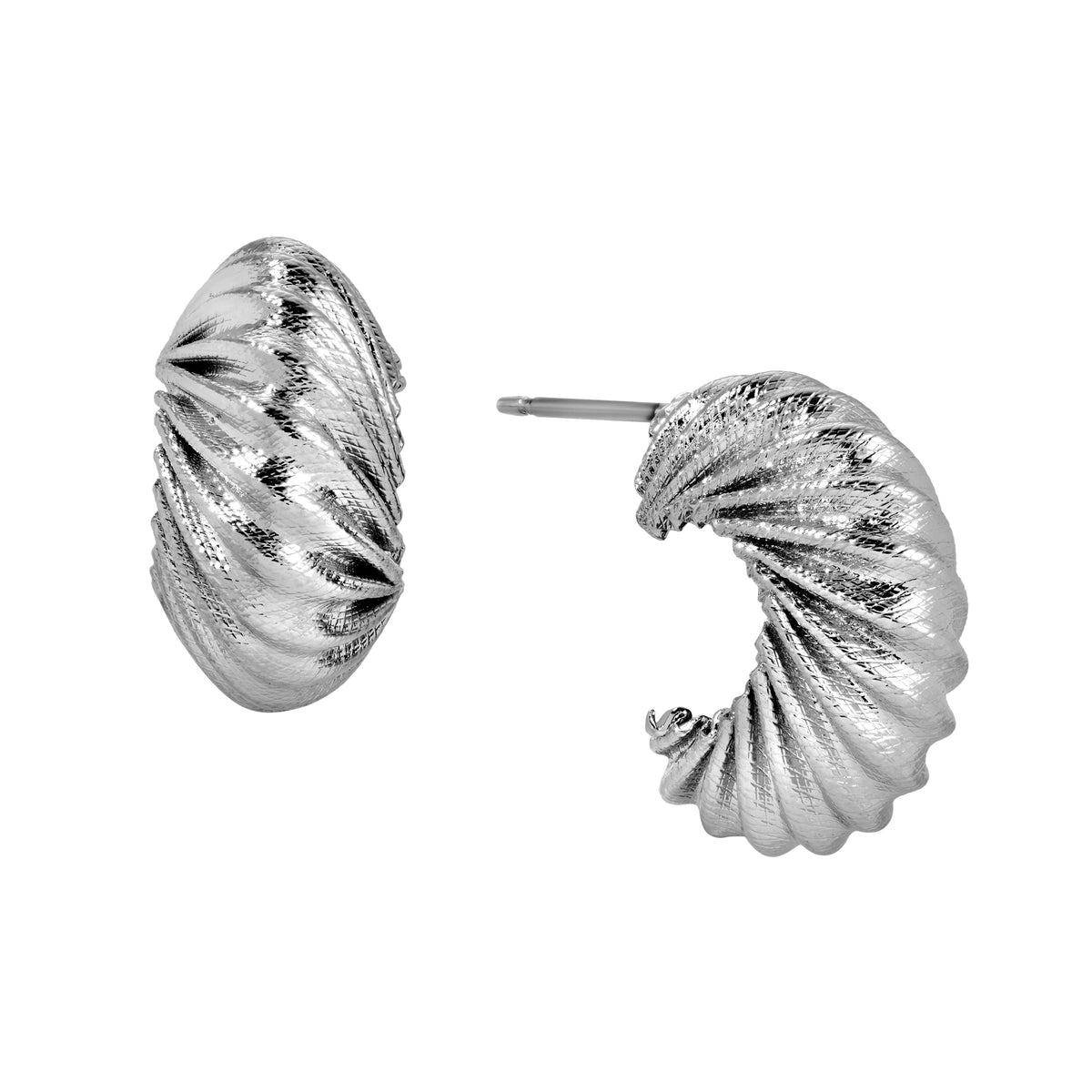 Silver Classic Corrugated Post Earrings