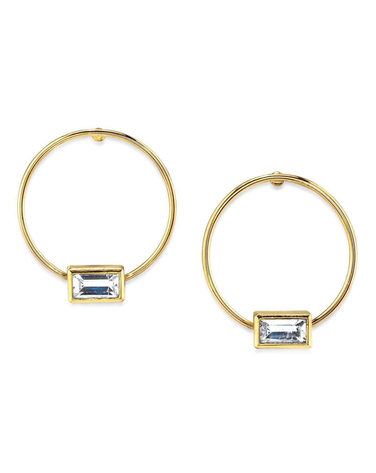 1928 Jewelry Rectangle Crystal Hoop Stainless Steel Post Earrings