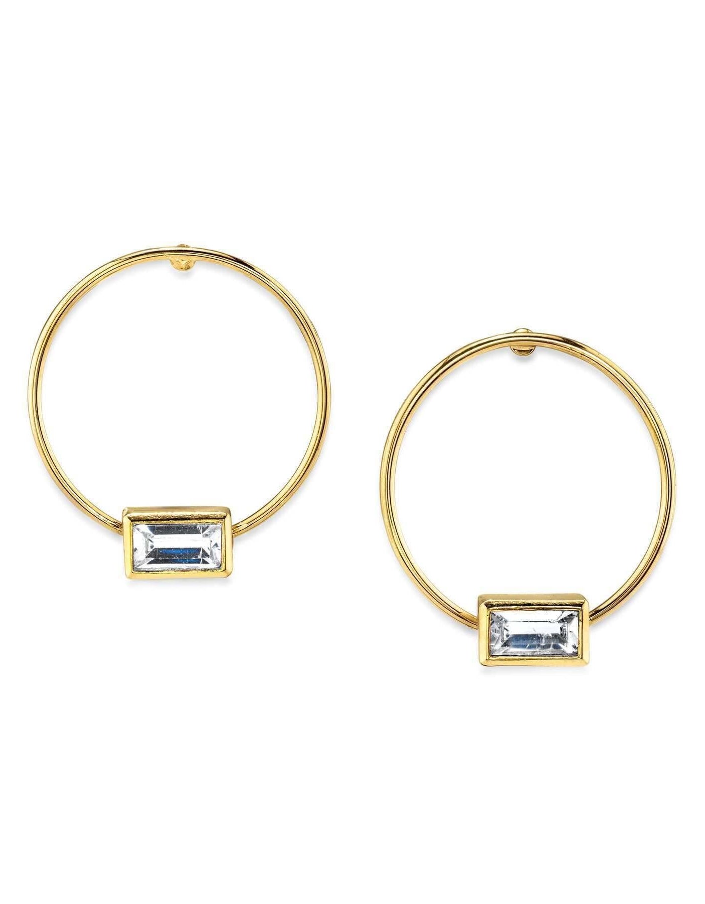 1928 Jewelry Rectangle Crystal Hoop Stainless Steel Post Earrings