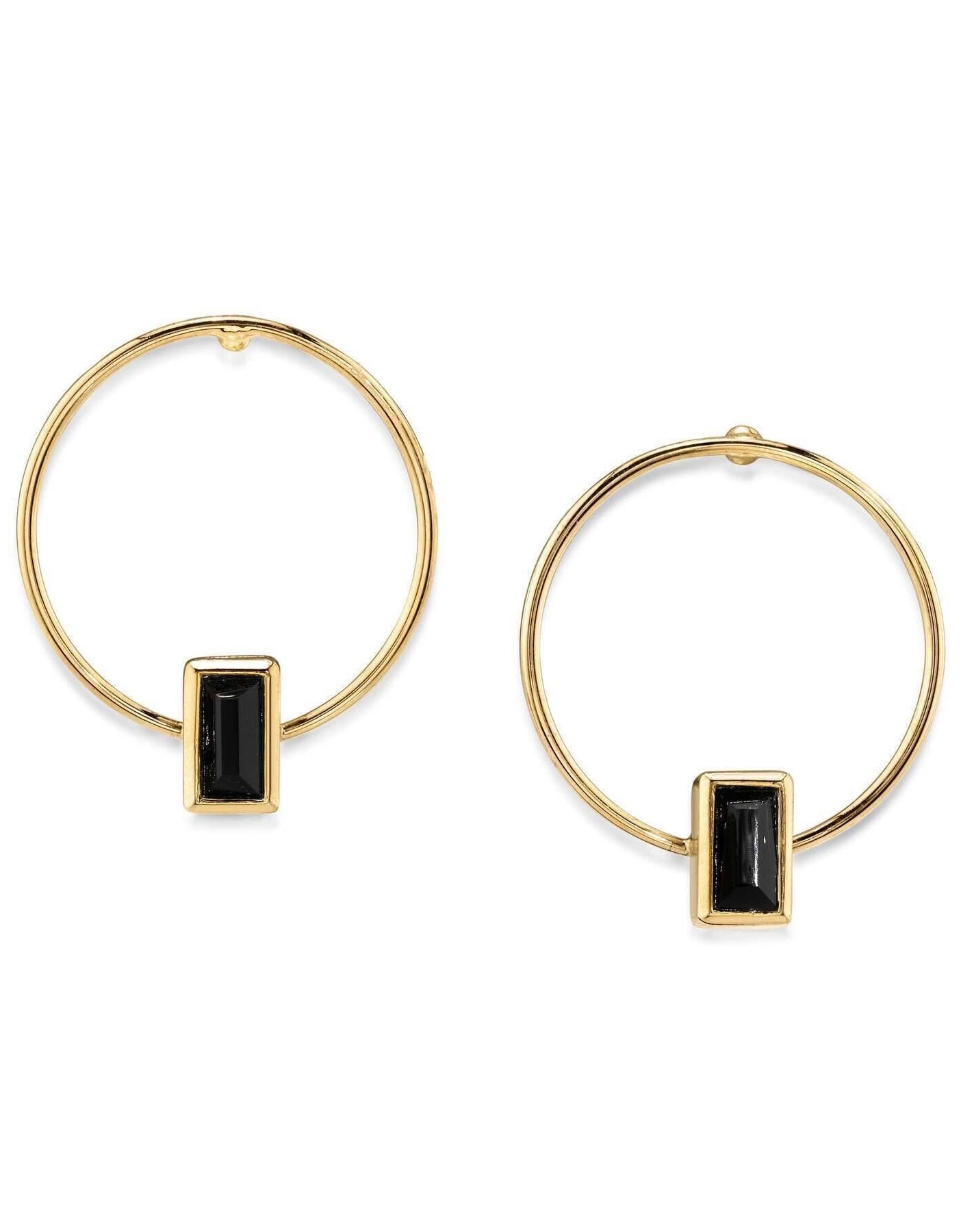 1928 Jewelry Petite Rectangle Crystal Hoop Stainless Steel Post Earrings