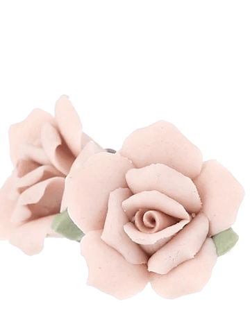 1928 Bridal Pink Porcelain Rose Post Earrings