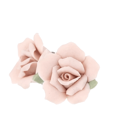 1928 Bridal Pink Porcelain Rose Post Earrings