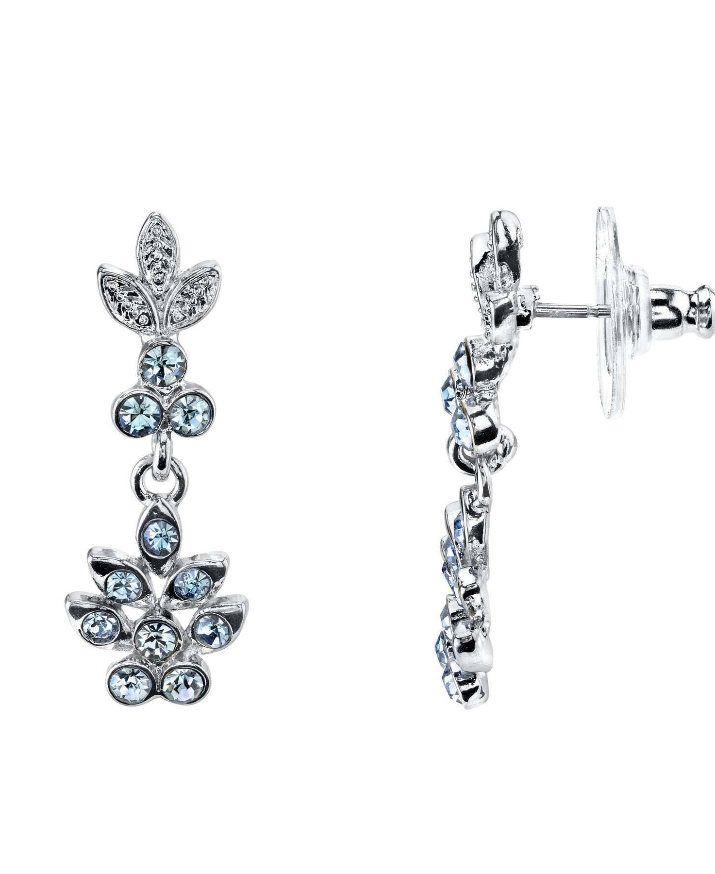 1928 Jewelry Light Sapphire Blue Flower Drop Earrings