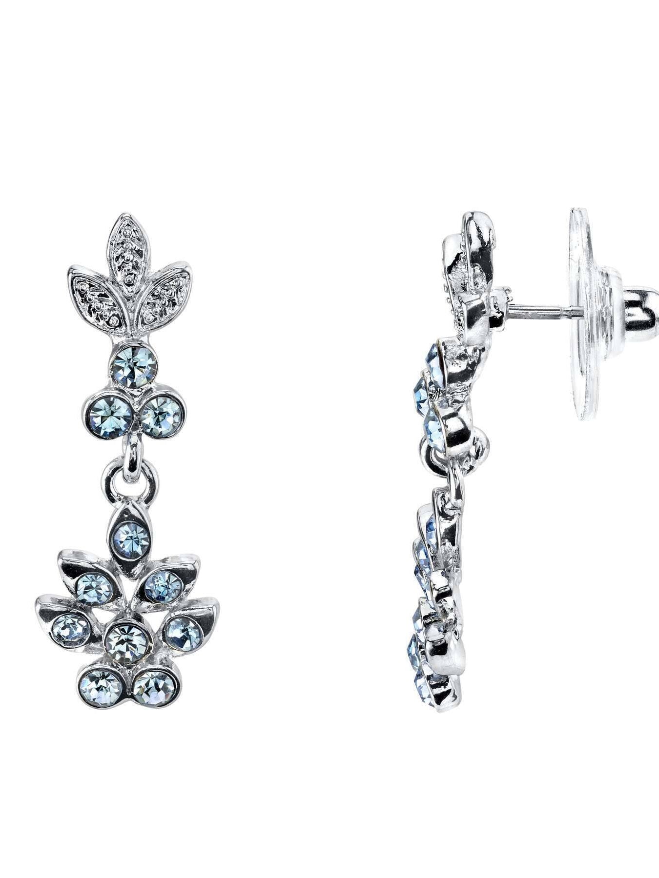 1928 Jewelry Light Sapphire Blue Flower Drop Earrings