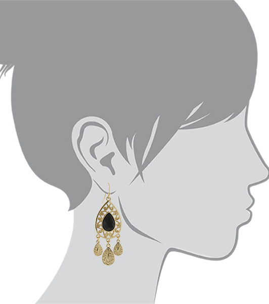 2028 Jewelry Multi Teardrop Filigree Stone Chandelier Earrings