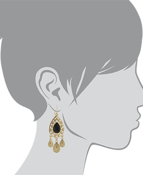 2028 Jewelry Multi Teardrop Filigree Stone Chandelier Earrings