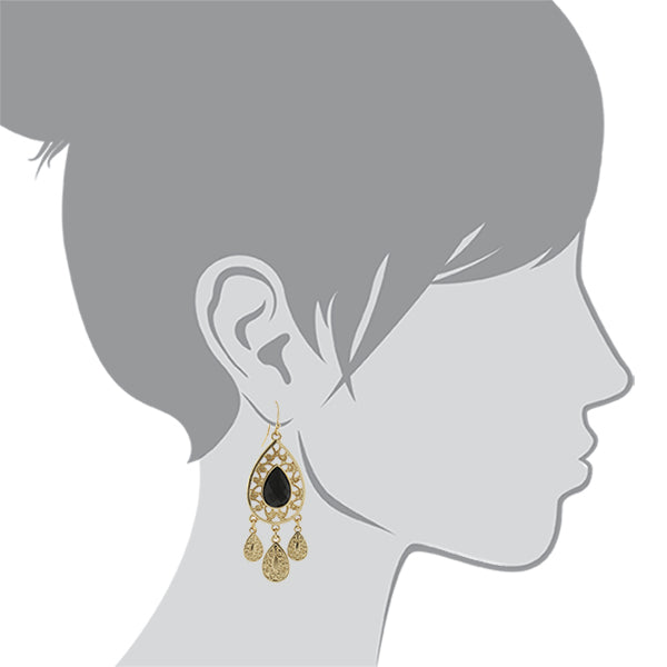 2028 Jewelry Multi Teardrop Filigree Stone Chandelier Earrings