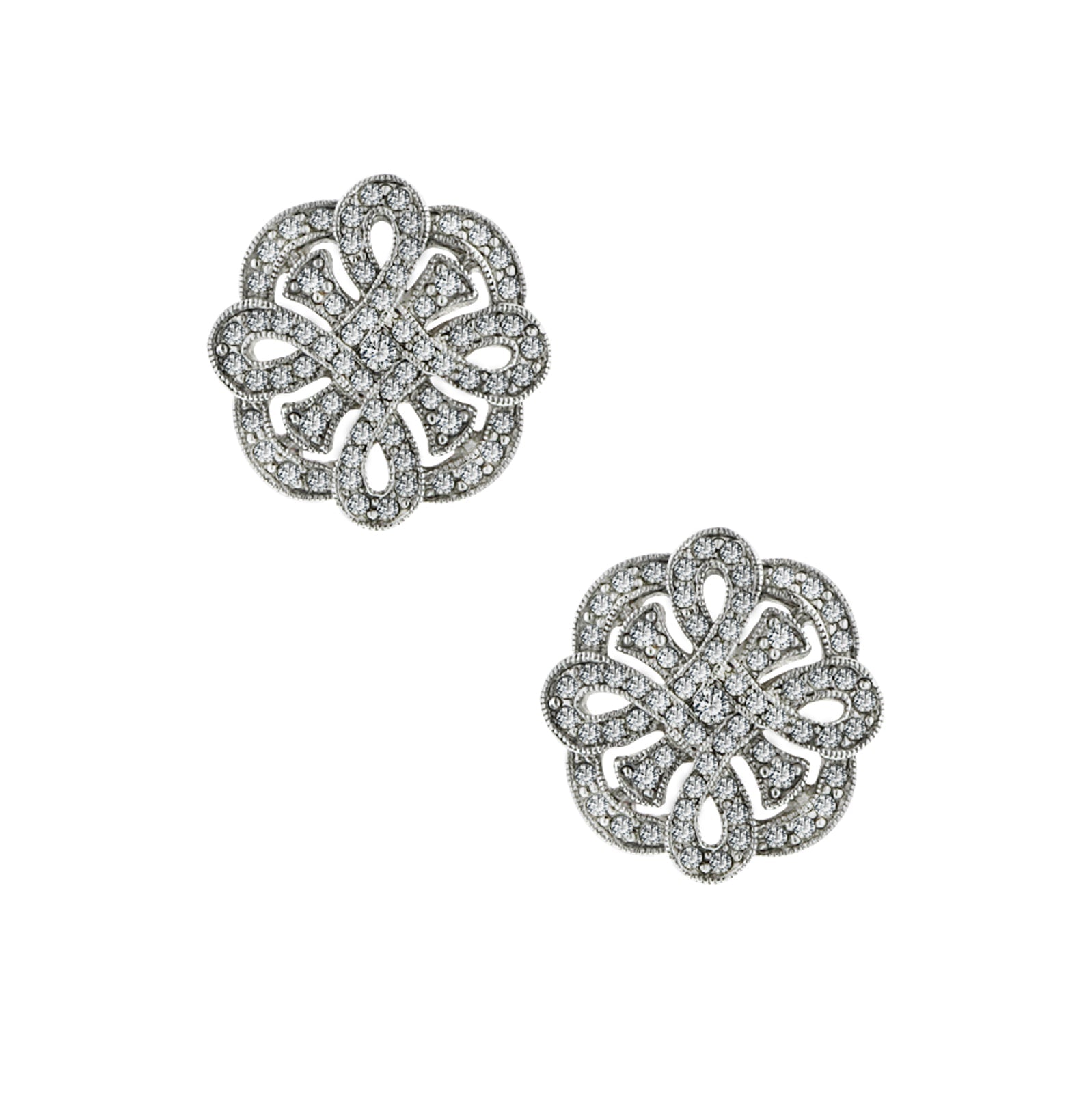 Antiquities Couture Pave Crystal Button Earrings