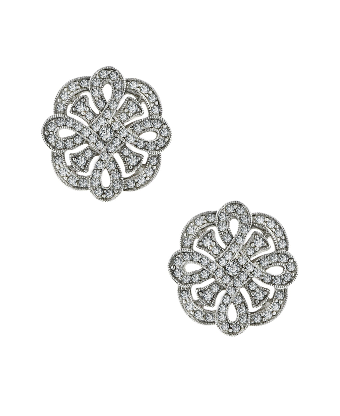 Antiquities Couture Pave Crystal Button Earrings