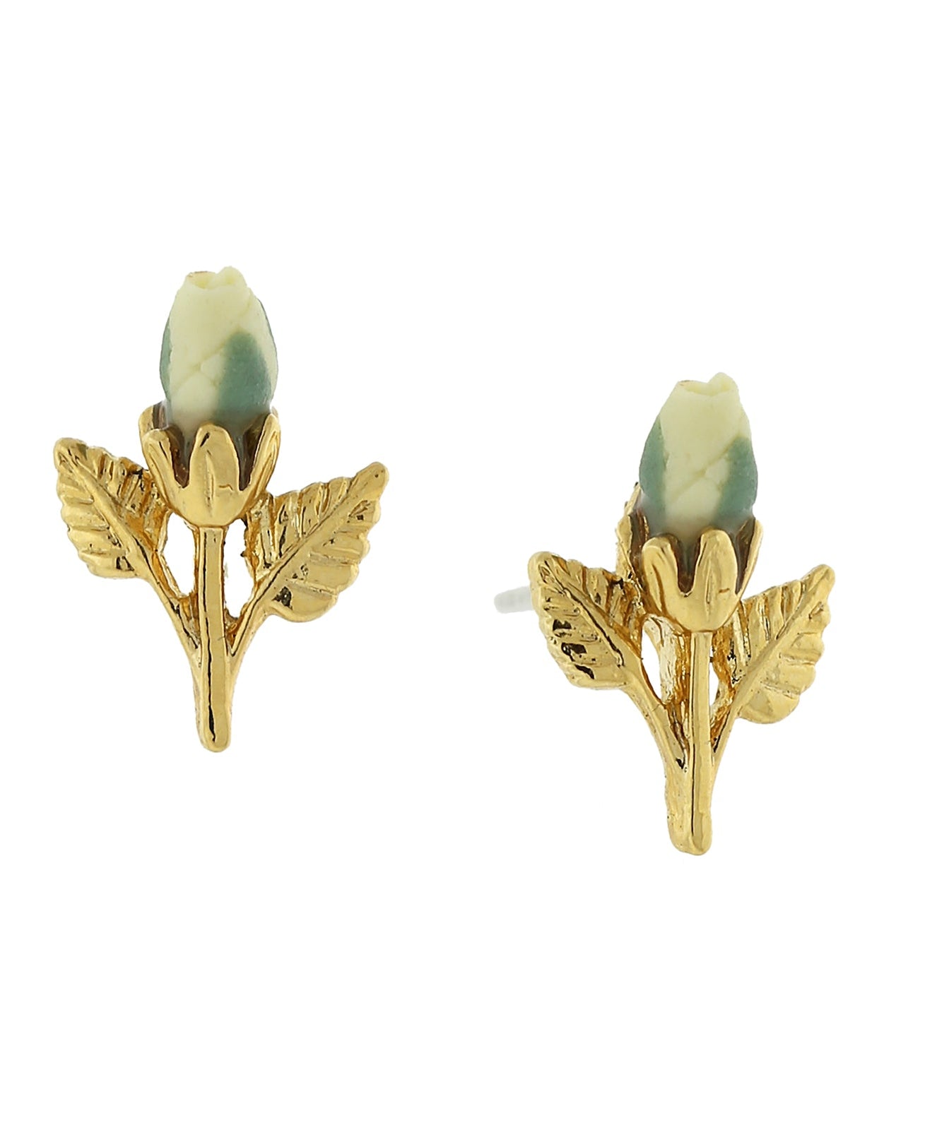 1928 Jewelry Porcelain Rose Bud Earrings