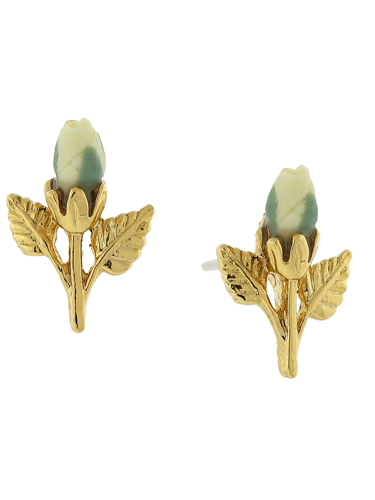 1928 Jewelry Porcelain Rose Bud Earrings