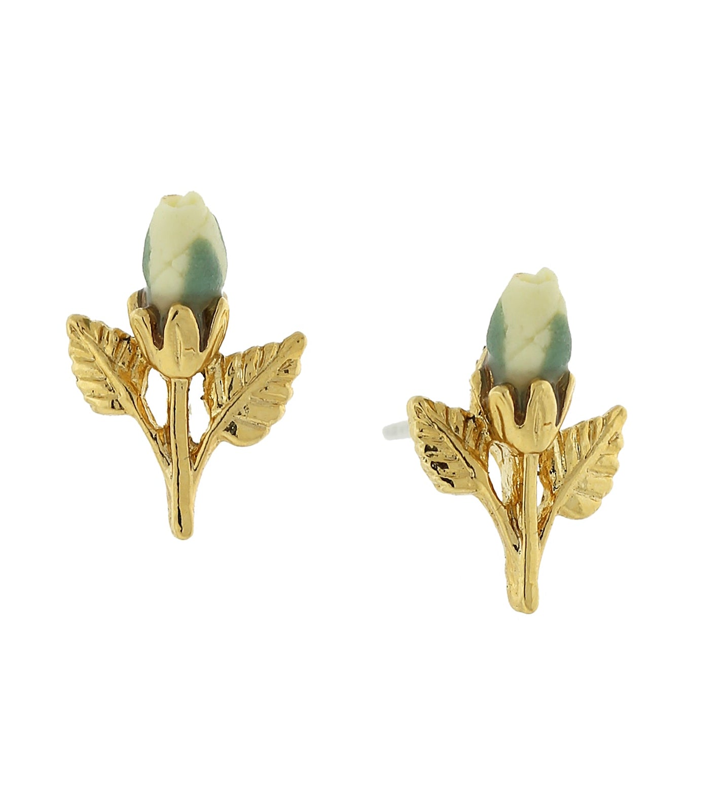 1928 Jewelry Porcelain Rose Bud Earrings