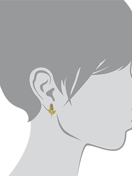 1928 Jewelry Porcelain Rose Bud Earrings