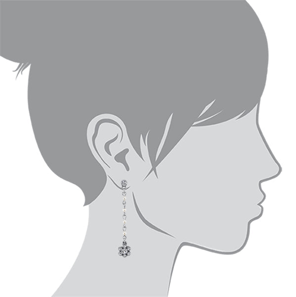 1928 Jewelry Faux Pearl Crystal Flower Linear Post Earrings