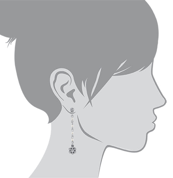 1928 Jewelry Faux Pearl Crystal Flower Linear Post Earrings