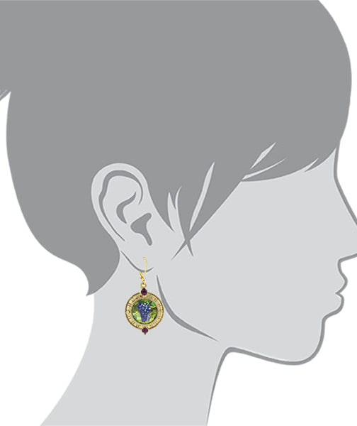 1928 Jewelry Winery Purple Grapes Amethyst Stone Accent Drop Earrings