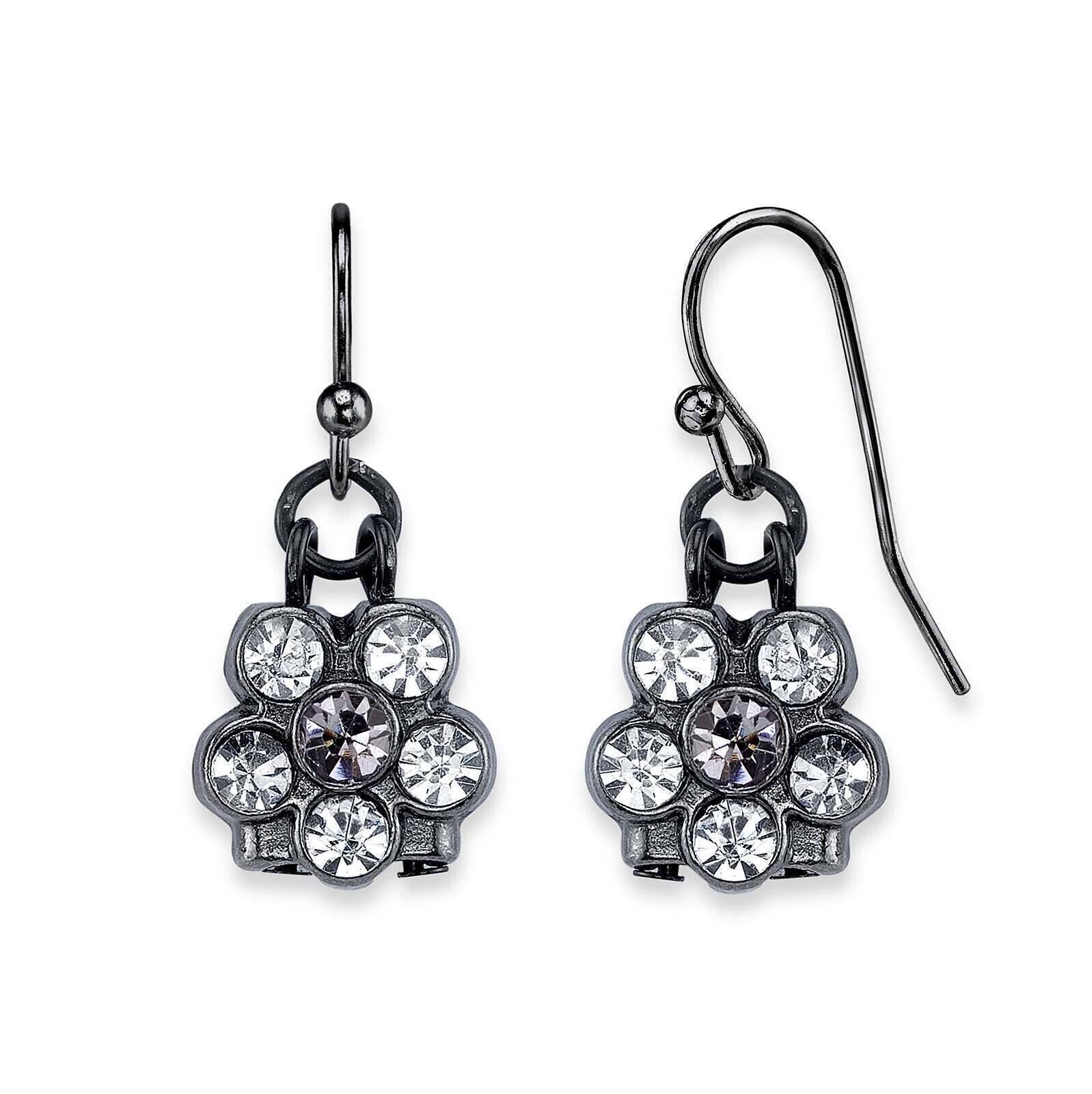1928 Jewelry Six Crystal Flower Shaped Drop Earrings