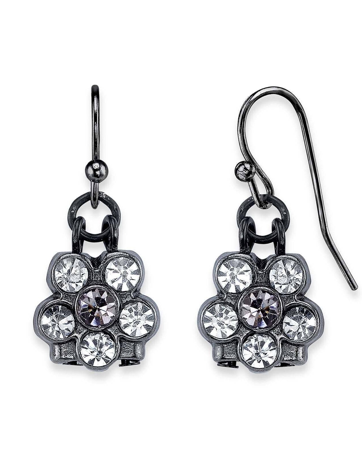 1928 Jewelry Six Crystal Flower Shaped Drop Earrings