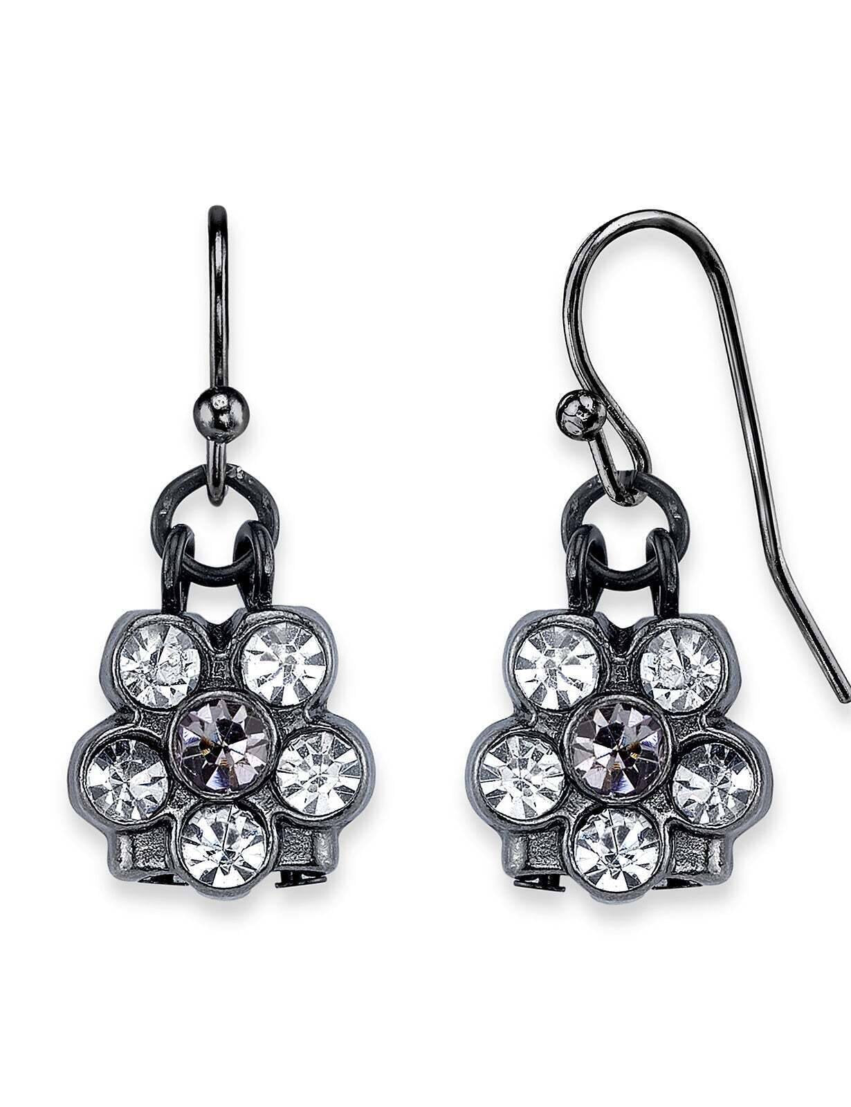 1928 Jewelry Six Crystal Flower Shaped Drop Earrings