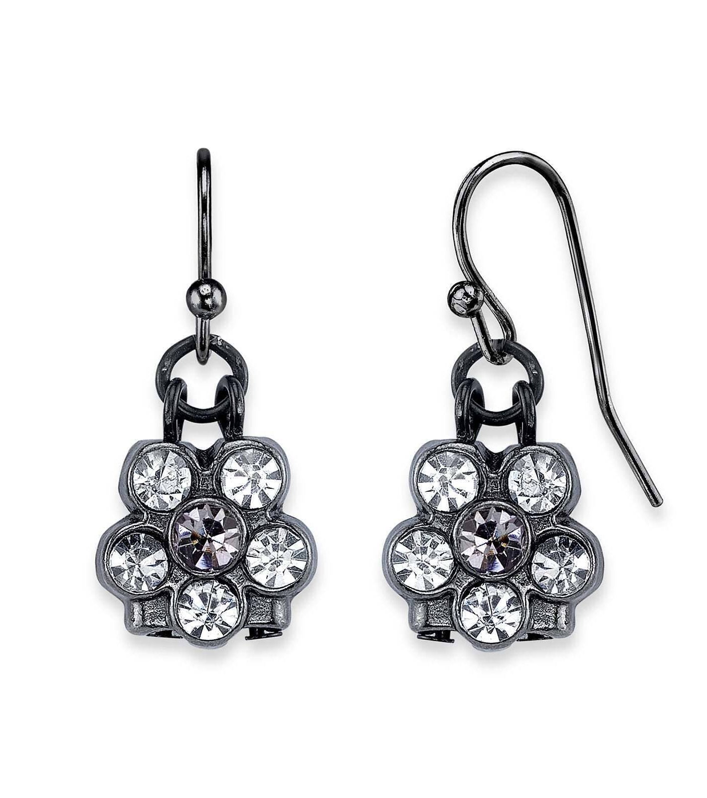 1928 Jewelry Six Crystal Flower Shaped Drop Earrings