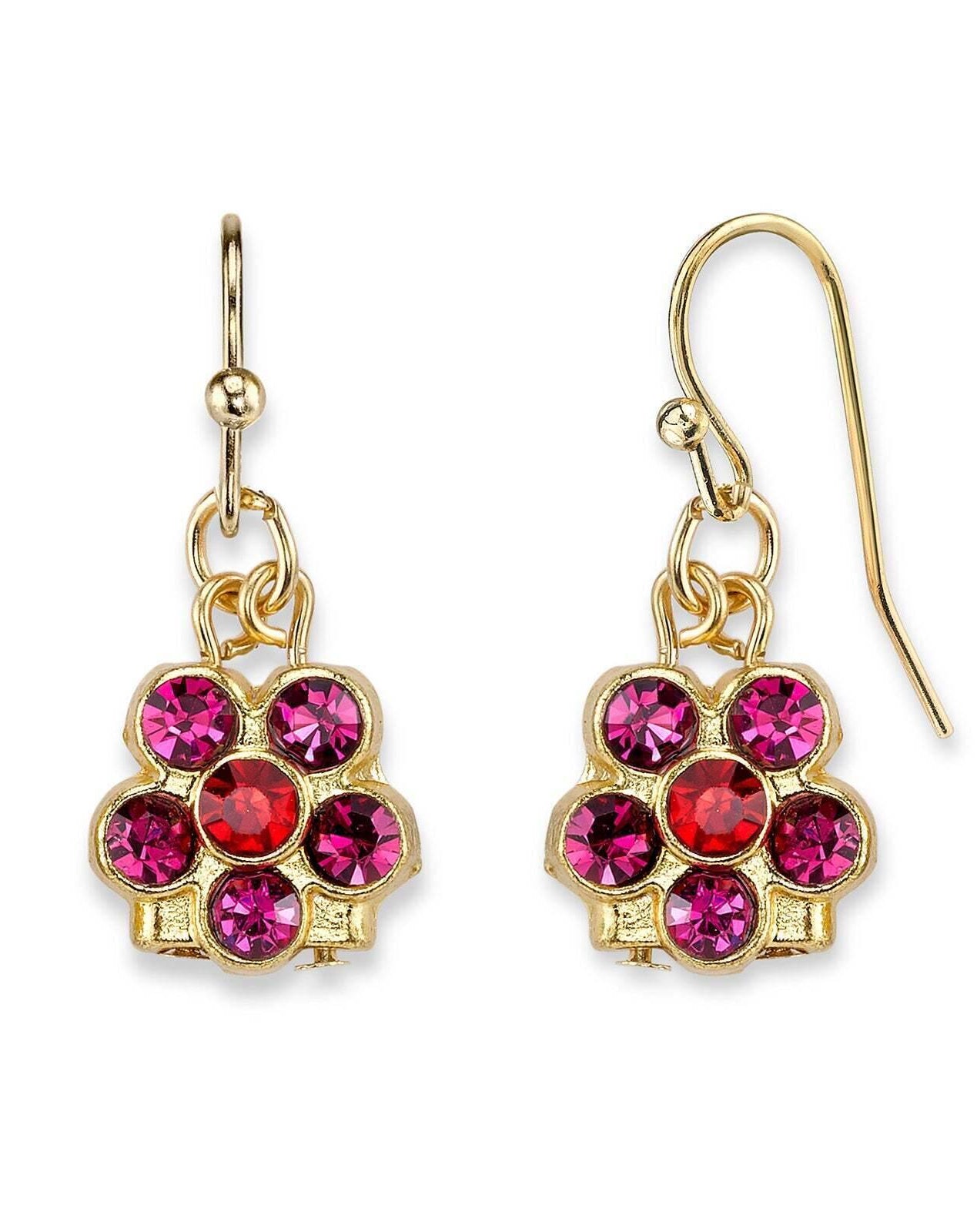 1928 Jewelry Six Crystal Flower Shaped Drop Earrings