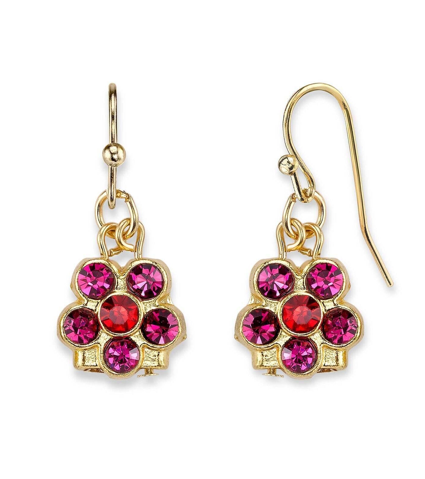 1928 Jewelry Six Crystal Flower Shaped Drop Earrings