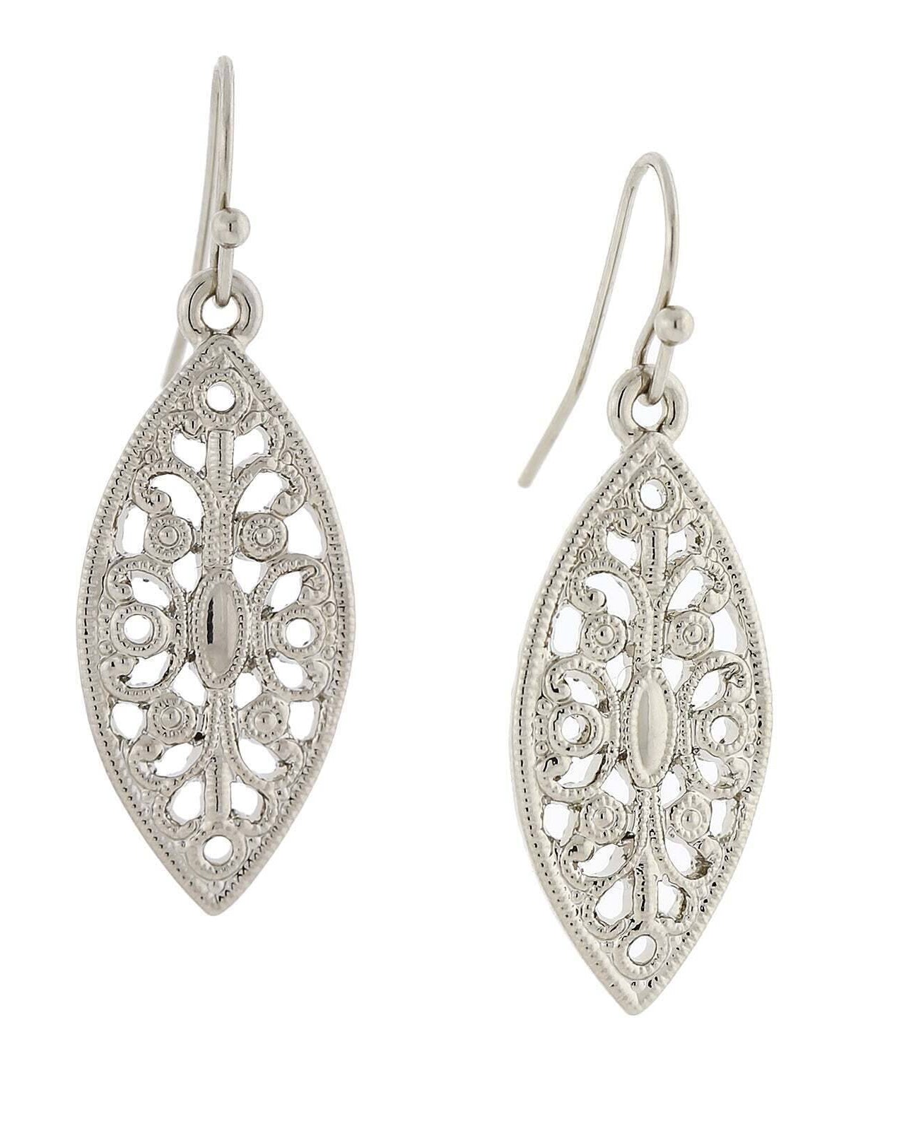 1928 Jewelry Art Deco Inspired Filigree Post Drop Earrings