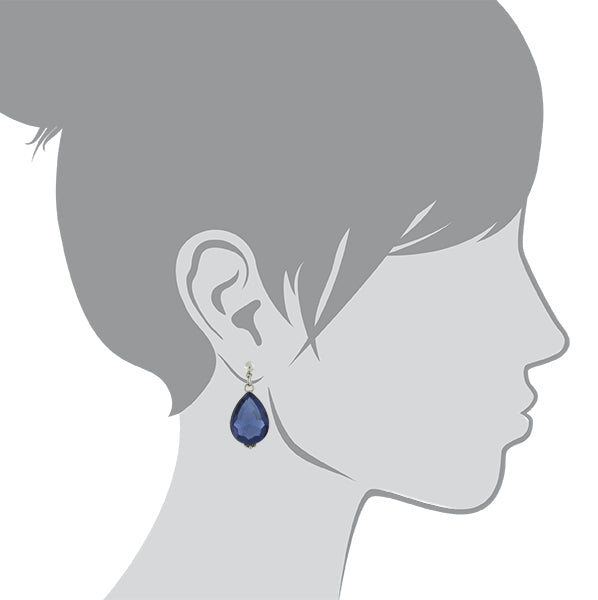 1928 Jewelry Classic Montana Blue Faceted Teardrop Stone Post Drop Earrings