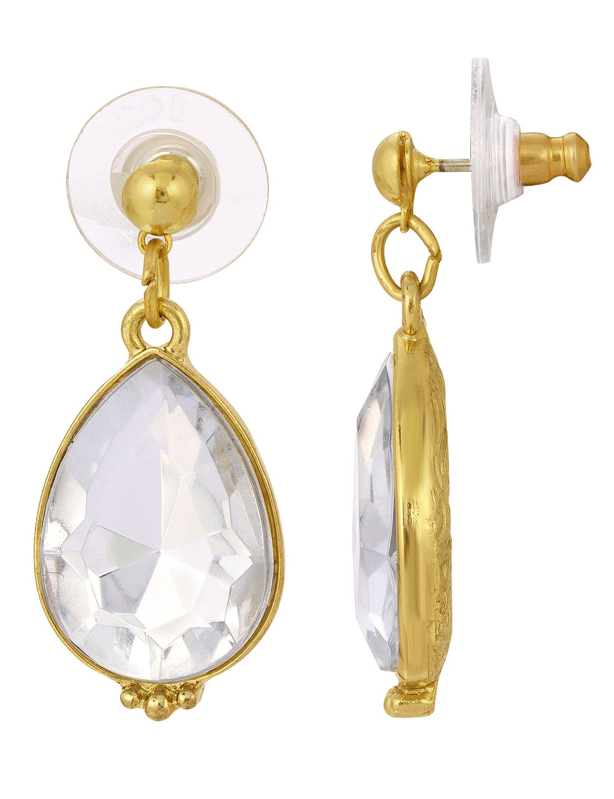 1928 Jewelry Clear Crystal Teardrop Earrings