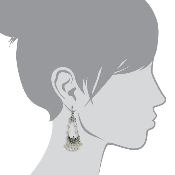 1928 Jewelry Crystal Arc Faux Pearls Chandelier Earrings