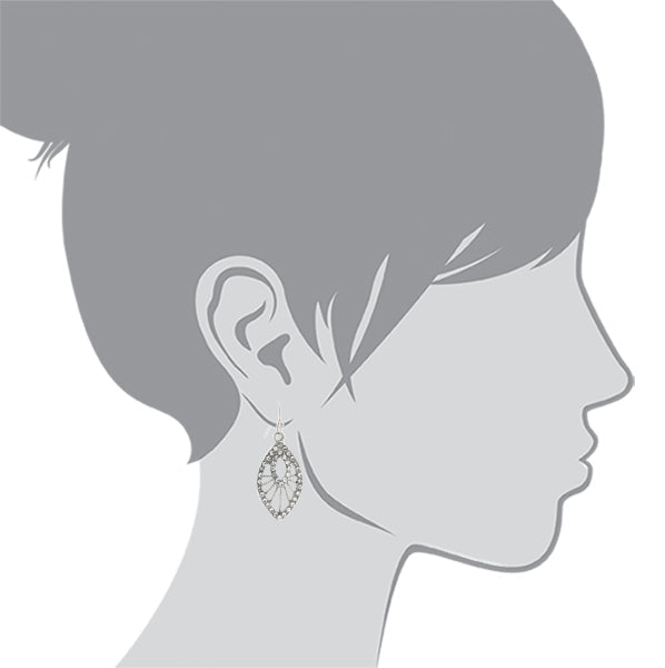 1928 Jewelry Double Marquise Multi Crystal Filigree Drop Earrings