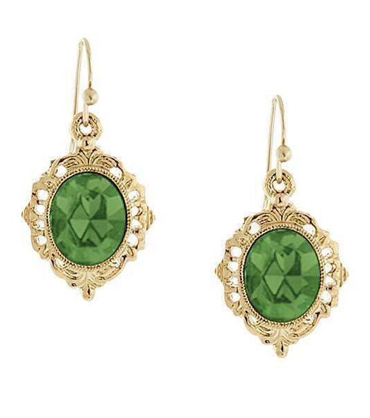 2028 Jewelry Textured Frame Multifaceted Oval Stone Drop Earrings