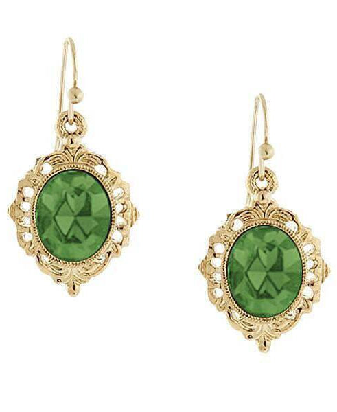 2028 Jewelry Textured Frame Multifaceted Oval Stone Drop Earrings