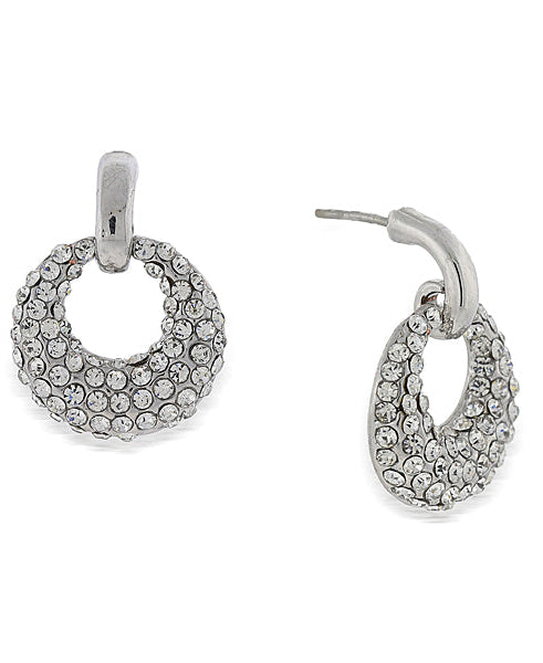 1928 Jewelry Pave Crystal Mini Open Hoop Earrings