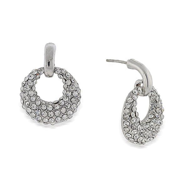 1928 Jewelry Pave Crystal Mini Open Hoop Earrings